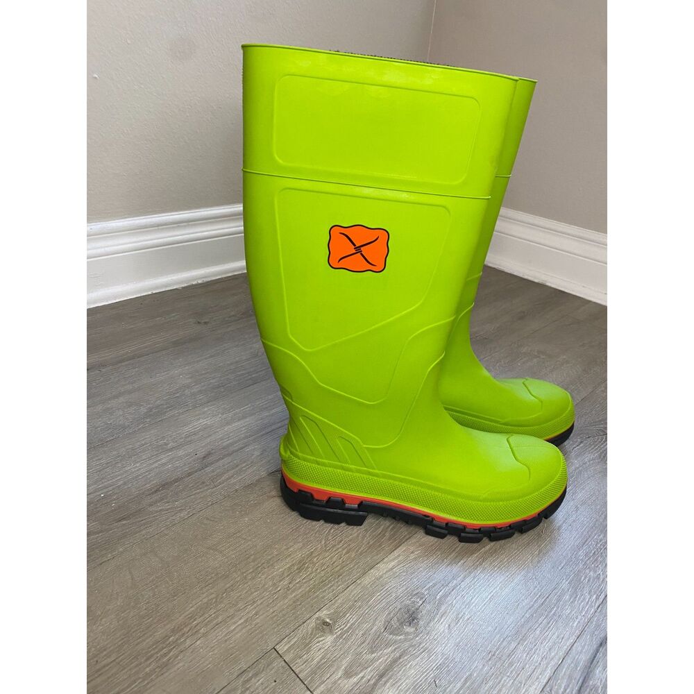 Twisted X Mens Steel Toe Rubber Work 14" Boots Green Waterproof Size 8